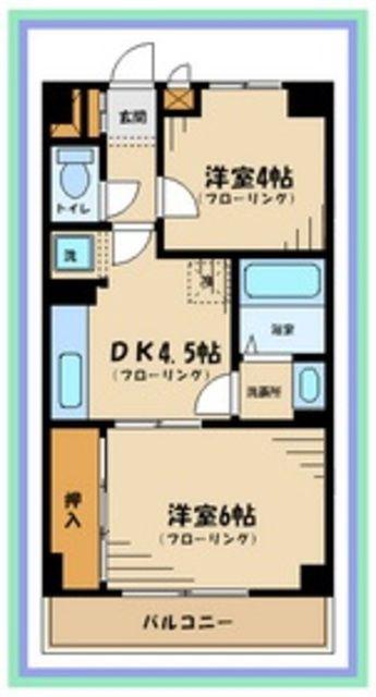 稲田堤グランドハイツ(2DK/1階)の間取り写真