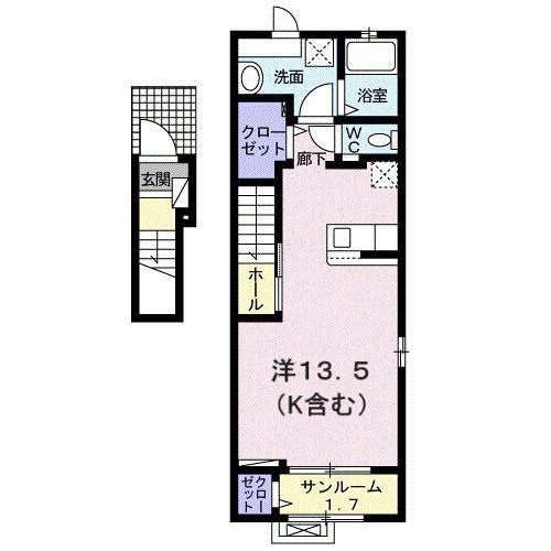ミルト開成(ワンルーム/2階)の間取り写真
