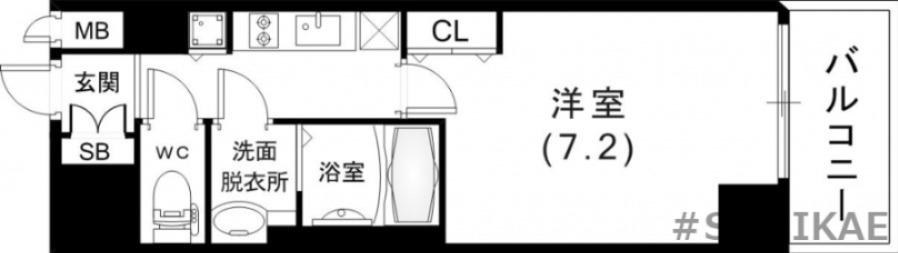 プレサンス三宮ポルト(1K/9階)の間取り写真