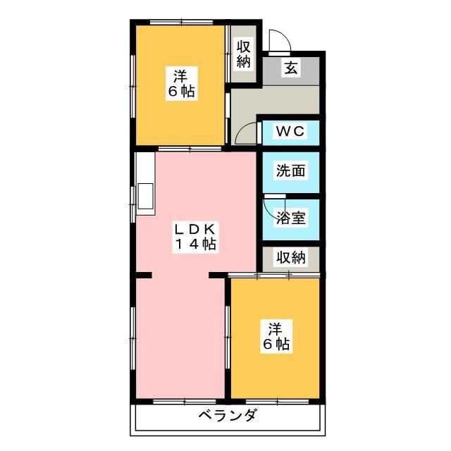 品川第一ビル B棟(2LDK/1階)の間取り写真