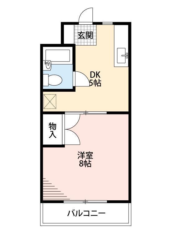 カーサヤマザキ(1DK/2階)の間取り写真
