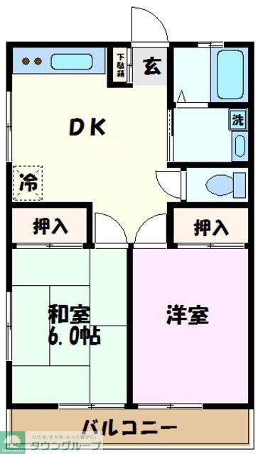 ラ・ホンテI(2DK/2階)の間取り写真