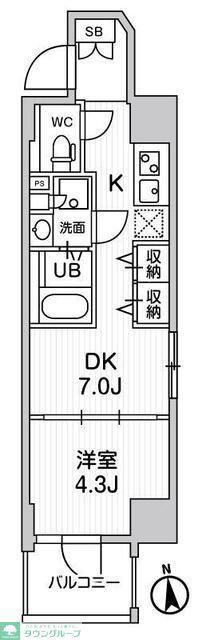 リテラス秋葉原イースト(1DK/12階)の間取り写真