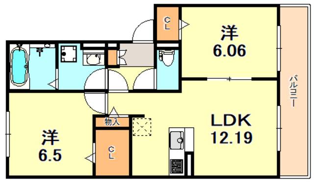 K Sハピネス(2LDK/1階)の間取り写真