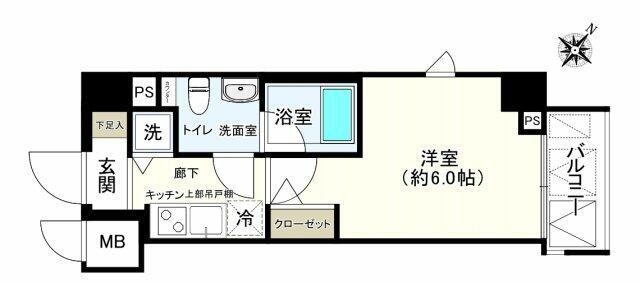 LEA横濱東口弐番館(1K/2階)の間取り写真