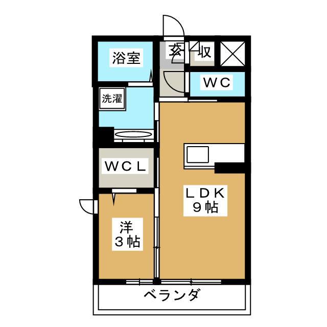オークスアレイ矢部ウエストコート(1LDK/1階)の間取り写真