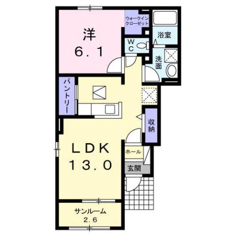 サンガーデン(1LDK/1階)の間取り写真