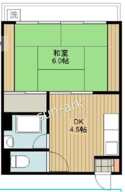 神部コーポ(1DK/5階)の間取り写真