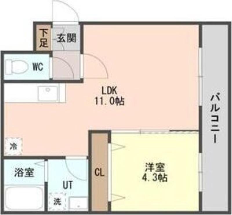 DOLCE DIVA発寒南(1LDK/4階)の間取り写真