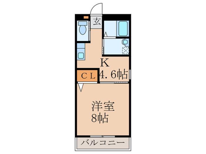 オークマンション立岩(1K/3階)の間取り写真