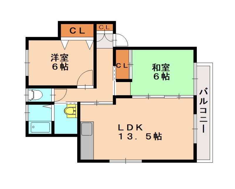 サンライズ割子川(2LDK/3階)の間取り写真