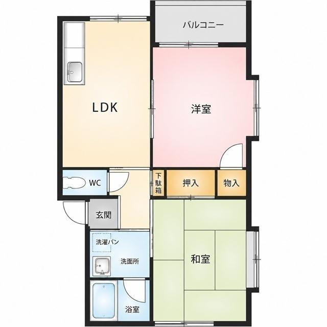 ノーブル山中(2DK/1階)の間取り写真