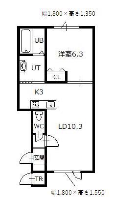 LINO(1LDK/2階)の間取り写真
