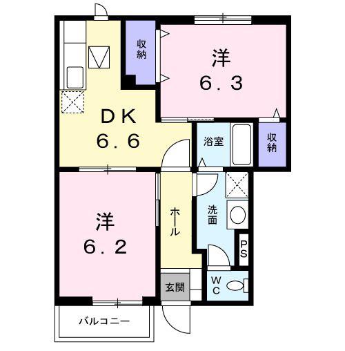 ブランシェ壱番館(2DK/1階)の間取り写真