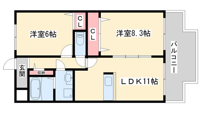 エートルウールー(2LDK/2階)の間取り写真