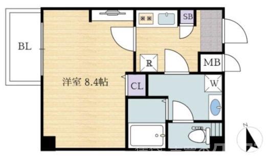 エヌエムスワサントキャトルズ(1K/4階)の間取り写真