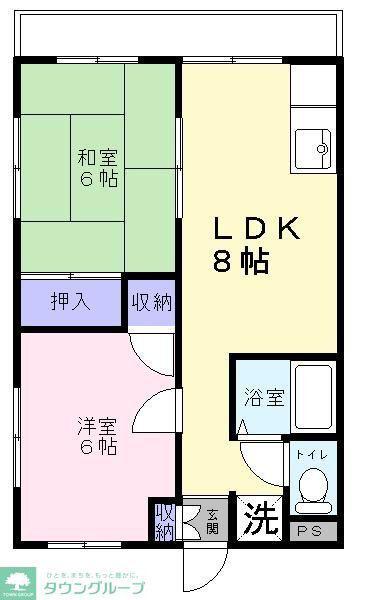 コーポ清水(2DK/2階)の間取り写真