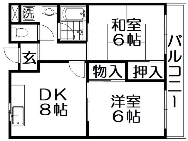エクセル池田(2DK/3階)の間取り写真