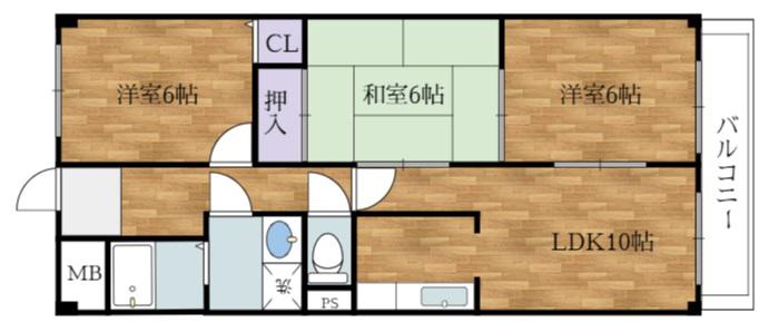 パークハイツ(3LDK/2階)の間取り写真