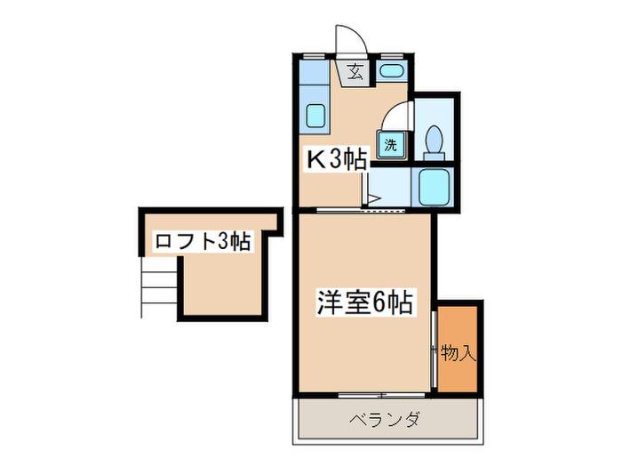 ハイツ松風(1K/2階)の間取り写真