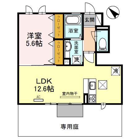 アリエッタ五色山(1LDK/1階)の間取り写真