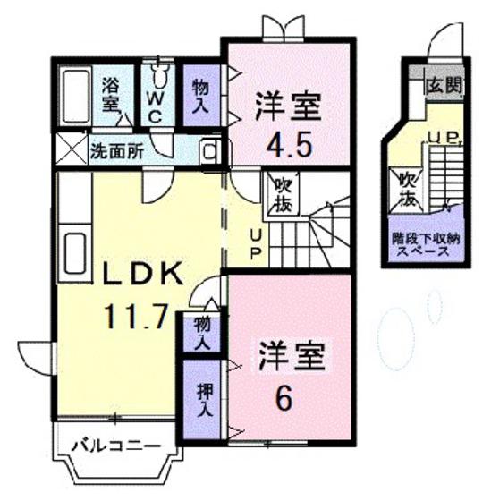ダンデライオンA(2LDK/2階)の間取り写真