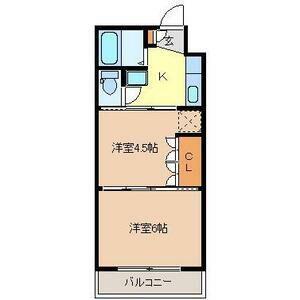 イーグルハイツ銀杏町(2K/1階)の間取り写真