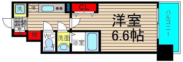 ラグゼ難波南(1K/8階)の間取り写真