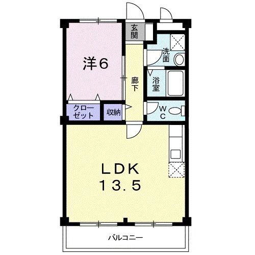サンパティーク(1LDK/4階)の間取り写真