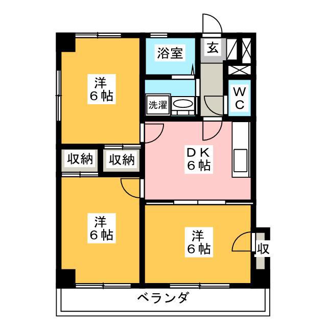 EAUBELLE(3DK/2階)の間取り写真