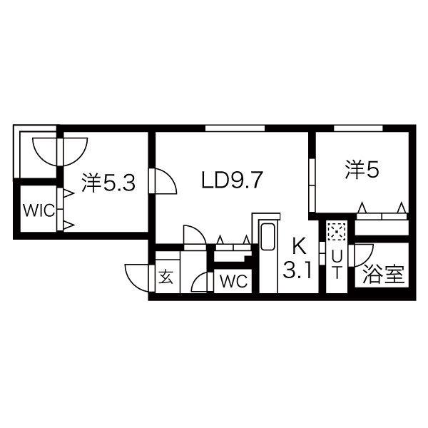 パーク麻生(2LDK/4階)の間取り写真