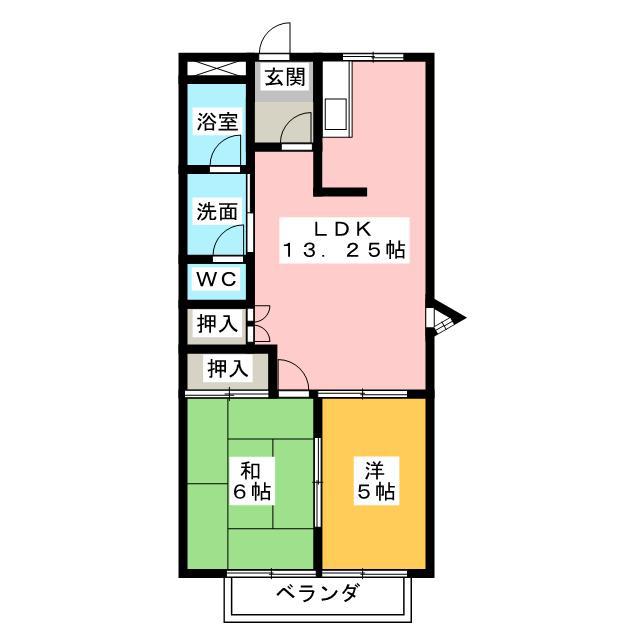 シティルネッサンス久居I(2LDK/2階)の間取り写真