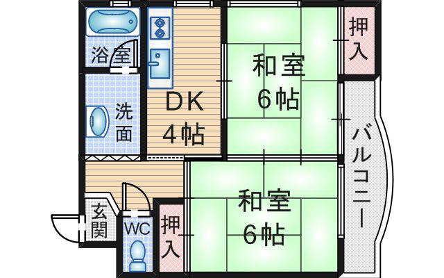 服部サンコーポ(2DK/2階)の間取り写真