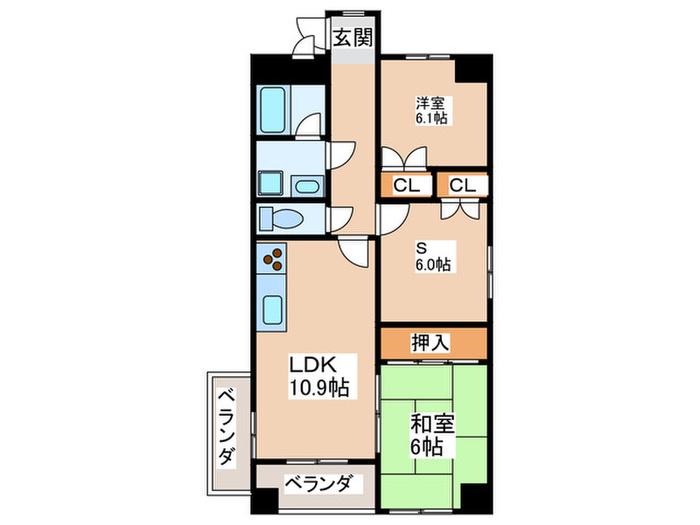 ヴィティユメゾン成尾(2SLDK/5階)の間取り写真