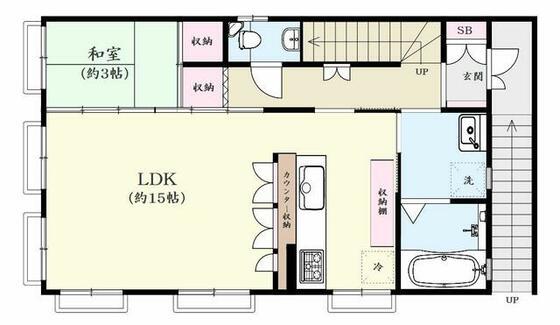 松戸市五香一丁目ビル(4LDK/2階)の間取り写真