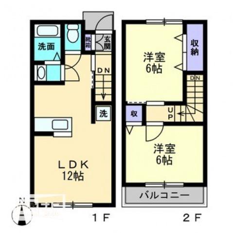 シンフォニア久米(2LDK/1階)の間取り写真