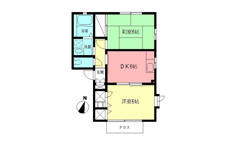 ネオフォンテーヌI(2DK/1階)の間取り写真