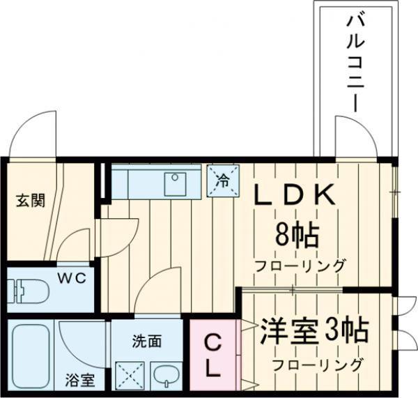 ALEGRIA住道 ノース(1LDK/2階)の間取り写真