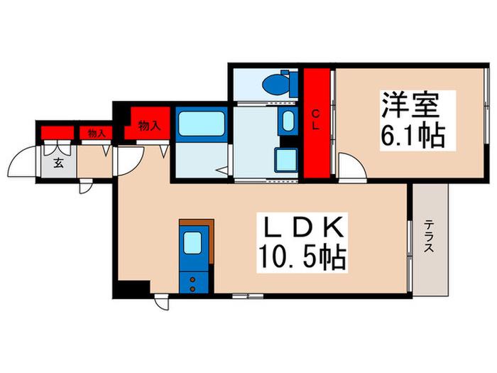 SPHERE(1LDK/1階)の間取り写真