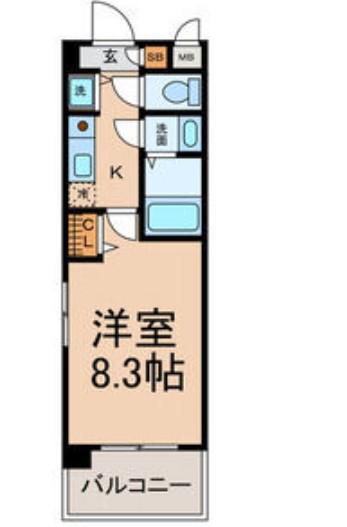 地下鉄名港線 金山駅(愛知) 徒歩4分 5階建 築28年(1K/2階)の間取り写真