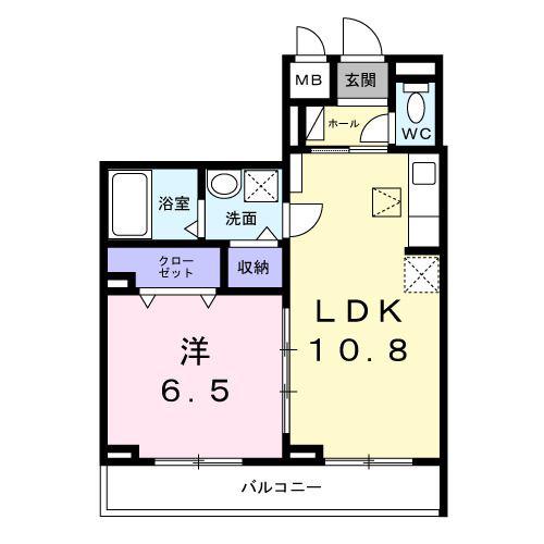 クレタ大山金井町(1LDK/1階)の間取り写真