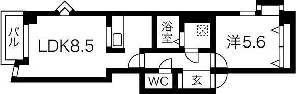 戸佐ビル(1LDK/2階)の間取り写真