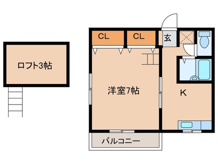 エスポワール名波(1K/2階)の間取り写真