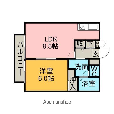 ビーライン大府(1LDK/2階)の間取り写真