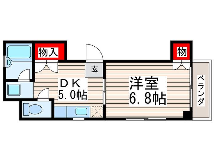 福島ビル(1DK/2階)の間取り写真