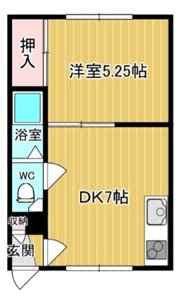 サンシャインハイツ(1DK/2階)の間取り写真