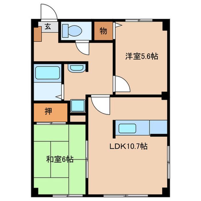 セルディア(2LDK/2階)の間取り写真