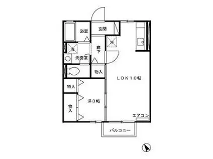 リビングタウン八橋A(1LDK/2階)の間取り写真