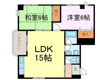 ホシノレジデンスB(2LDK/3階)の間取り写真