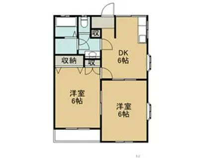 ルナハイツII205(2DK/2階)の間取り写真